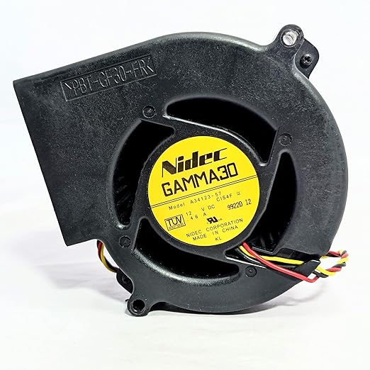 DC12V,NIDEC Blower Fan-3 Wires with PWM,Pressure-optimised, Very quiet motor- Black | GAMMA30 A34123-57 CIS4F | 0.46Amp. |