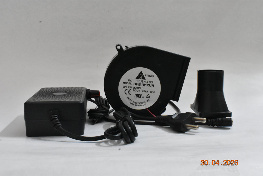 HIGH Speed DC 12V 6A BRUSHLESS Blower Fan KIT with Adjustable Power Adapter for BBQ, Diesel Furnace, Bhatti