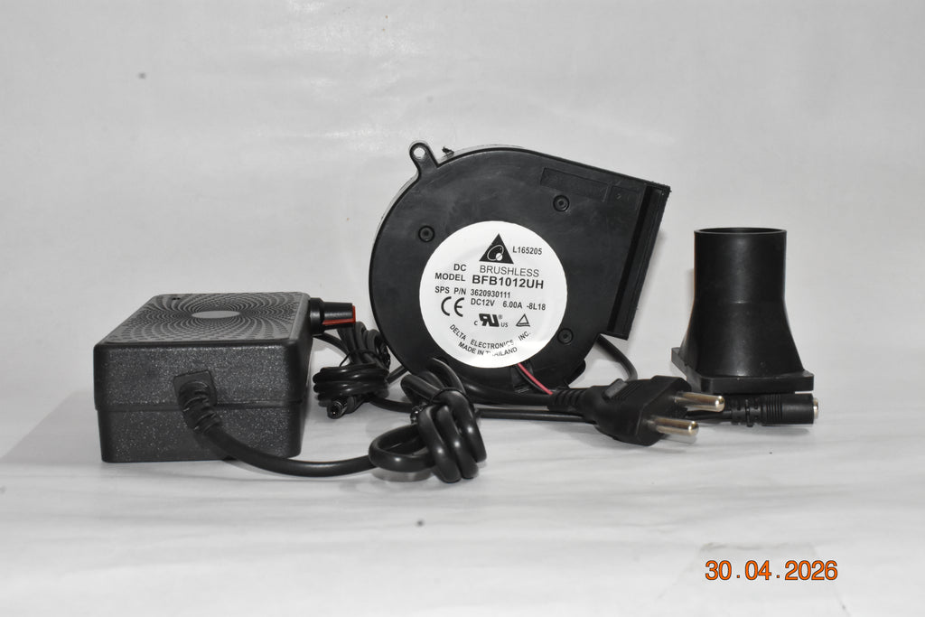 HIGH Speed DC 12V 6A BRUSHLESS Blower Fan KIT with Adjustable Power Adapter for BBQ, Diesel Furnace, Bhatti