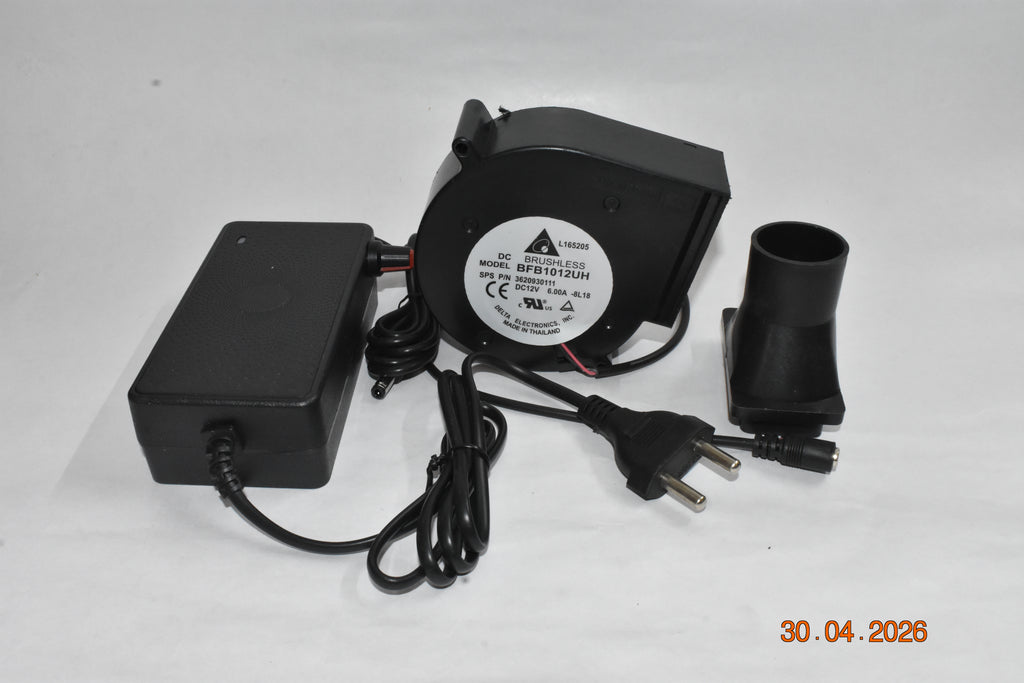HIGH Speed DC 12V 6A BRUSHLESS Blower Fan KIT with Adjustable Power Adapter for BBQ, Diesel Furnace, Bhatti