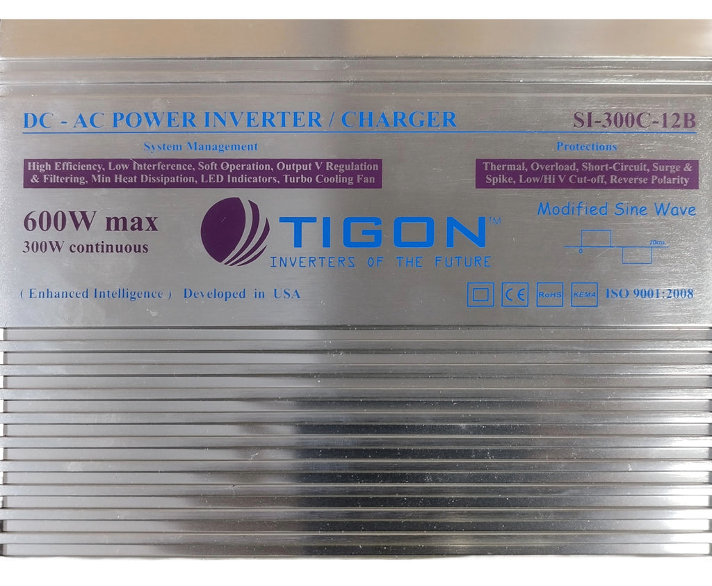 Original Tigon DC/AC Power Inverter/Charger 600W Thermal, Overload, Short-Circuit, Surge& Spike, Low/Hi V Cut-off, Reverse Polarity.